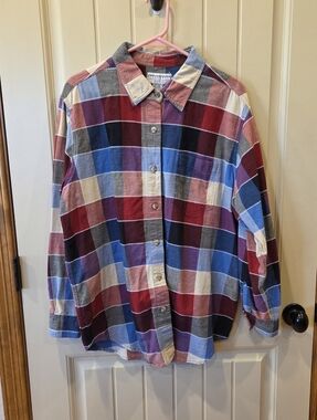 VTG Dress Barn Woman Cotton Patchwork Top Zig Zag Stitch Plaid Plus Size 18/20